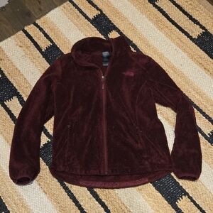 The North Face Deep Burgundy Fleece, Front Zip, Pockets, Logos, M, GUC